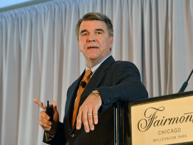 Chuck Conner, president and CEO of the National Council of Farmer Cooperatives, spoke Monday at the DTN/The Progressive Farmer Ag Summit in Chicago. (DTN photo by Jim Patrico)